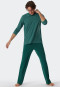 Pyjama long modal encolure en V rayures tilleul - Long Life Soft