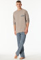 Pyjamas long Organic Cotton brown-grey patterned - Comfort Nightwear