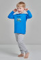 Schlafanzug lang Organic Cotton Bündchen Affen Rennwagen blau/grau-meliert - Boys World