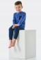Pigiama lungo in cotone biologico con polsini e taschino sul petto, a righe, blu scuro - Boys World