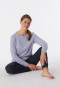 Pyjama lang biologisch katoen boorden lila - Contemporary Nightwear