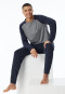 Pyjama lengte Organic Cotton manchetten nachtblauw - 95/5 Nightwear