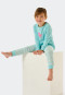 Pyjama lang biologisch katoen boorden paard gestreept turquoise - Nightwear