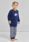 Pyjama lang organic cotton boordjes streepjes bouwvoertuig donkerblauw - Original Classics