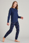 Schlafanzug lang Organic Cotton Bündchen Sterne nachtblau - Winter Fun