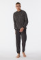 Pigiama lungo con polsini in cotone biologico a righe, antracite - Comfort Nightwear