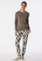 Pyjama long taupe en coton bio avec poignets - Contemporary Nightwear