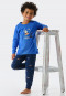 Pyjama long coton bio bords-côtes ovnis extraterrestre phosphorescent bleu - Boys World