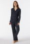 Schlafanzug lang Organic Cotton Knopfleiste Reverskragen Grafikprint nachtblau - Contemporary Nightwear