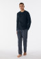 Pajamas long organic cotton button placket stripes midnight blue - selected! premium