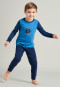 Long pajamas organic cotton striped cuffs pirate ship blue - Capt'n Sharky
