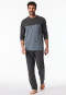 Pyjama lang Organic Cotton strepen borstzak antraciet - 95/5 Nachtkleding