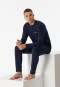 Pigiama lungo a righe realizzato in cotone biologico, blu notte - 95/5 Nightwear