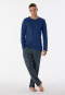 Pyjama lang biologisch katoen gestreept marineblauw - selected! premium