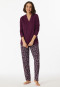 Pigiama lungo in cotone biologico con scollo a V, prugna - Comfort Nightwear