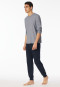 Schlafanzug lang Ringel Bündchen nachtblau - Casual Essentials