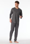 Schlafanzug lang Streifen anthrazit - Fine Interlock