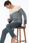 Schlafanzug lang Streifen jeansblau - Casual Nightwear