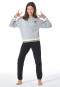 Schlafanzug lang Sweatware Bündchen grau-meliert - Nightwear