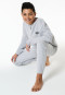 Schlafanzug lang Sweatwear Bündchen grau-meliert - Nightwear