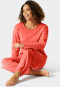 Lange pyjama Tencel A-lijn stippen koraal  Minimal Comfort Fit