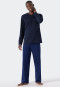 Pajamas long V-neck patterned royal blue/dark blue - Essentials Nightwear