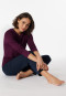 Pyjama lang V-hals gestipt pruim - Comfort Essentials