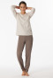 Pyjama long encolure en V motif pois taupe - Comfort Essentials