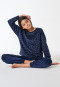 Pigiama lungo in velluto Mille Fleur blu scuro - Teens Nightwear