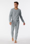 Pyjama long velours bords-côtes rayures gris chiné - Warming Nightwear