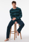 Schlafanzug lang Velour Streifen jeansblau - Casual Nightwear