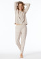 Schlafanzug lang wärmend Bündchen beige - Selected Premium Warming