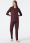 Pyjama lang wijder silhouet V-hals minimale print bordeaux - Essentials Comfort Fit