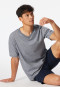 Shirt short sleeve v-neck midnight blue ringed - Mix+Relax