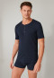 Shirt kurzarm Doppelripp Organic Cotton Knopfleiste dunkelblau - Retro Rib