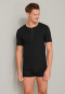 Shirt short-sleeved double rib organic cotton button placket black - Retro Rib
