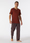Shirt korte mouwen biologisch katoen V-hals terracotta - Mix+Relax