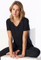 Shirt kurzarm V-Ausschnitt schwarz - Mix+Relax