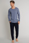 T-Shirt chiné bleu foncé à manches longues avec une patte de boutonnage - Mix & Relax