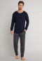 Long-sleeved loose fit shirt button placket dark blue - Mix & Relax