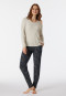 Shirt lange mouwen modal V-hals naturel gemêleerd - Mix+Relax