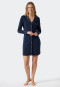 Sleepshirt langarm Interlock Knopfleiste Paspeln dunkelblau - Contemporary Nightwear