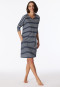 Sleep shirt midnight blue long-sleeved V-neck stripes - Casual Essentials