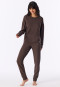 Long-Sleeve Double-Faced v-neck Sweatshirt, Deep Brown - Mix+ Relax