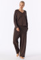 Sweatshirt met lange mouwen, doubleface, v-hals, diepbruin - Mix+ Relax