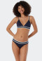 Triangle bikini set removable soft cups variable straps mini bottoms ribbed look dark blue - Underwater