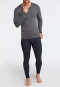 Long dark blue ringed underpants with fly, of a fine rib material - Feinripp melange