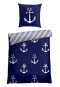 Reversible bed linen 2-piece renforcé anchor stripes navy/white - SCHIESSER Home