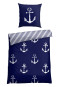 Omkeerbaar beddengoed 2-delig renforcé anker strepen marineblauw/wit - SCHIESSER Home