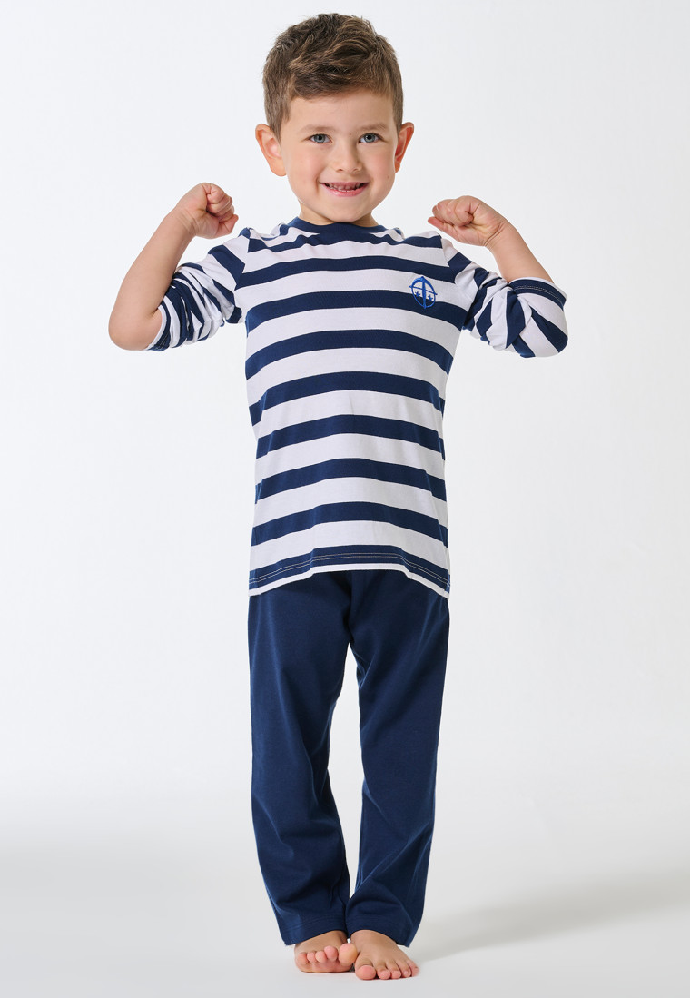 Schlafanzug lang unisex Streifen admiral - SCHIESSER 150 Years